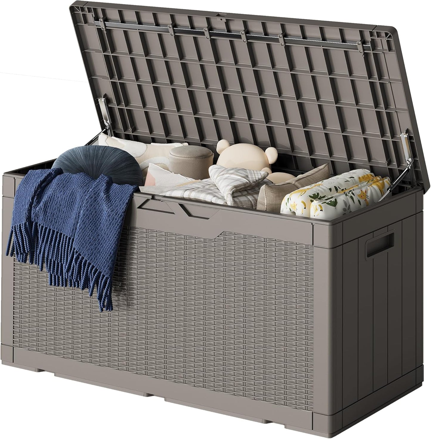 Greesum 82 Gallon Resin Deck Box All Weather Large Outdoor Storage for Patio Furniture, Toys, Garden Tools, Lockable, Black