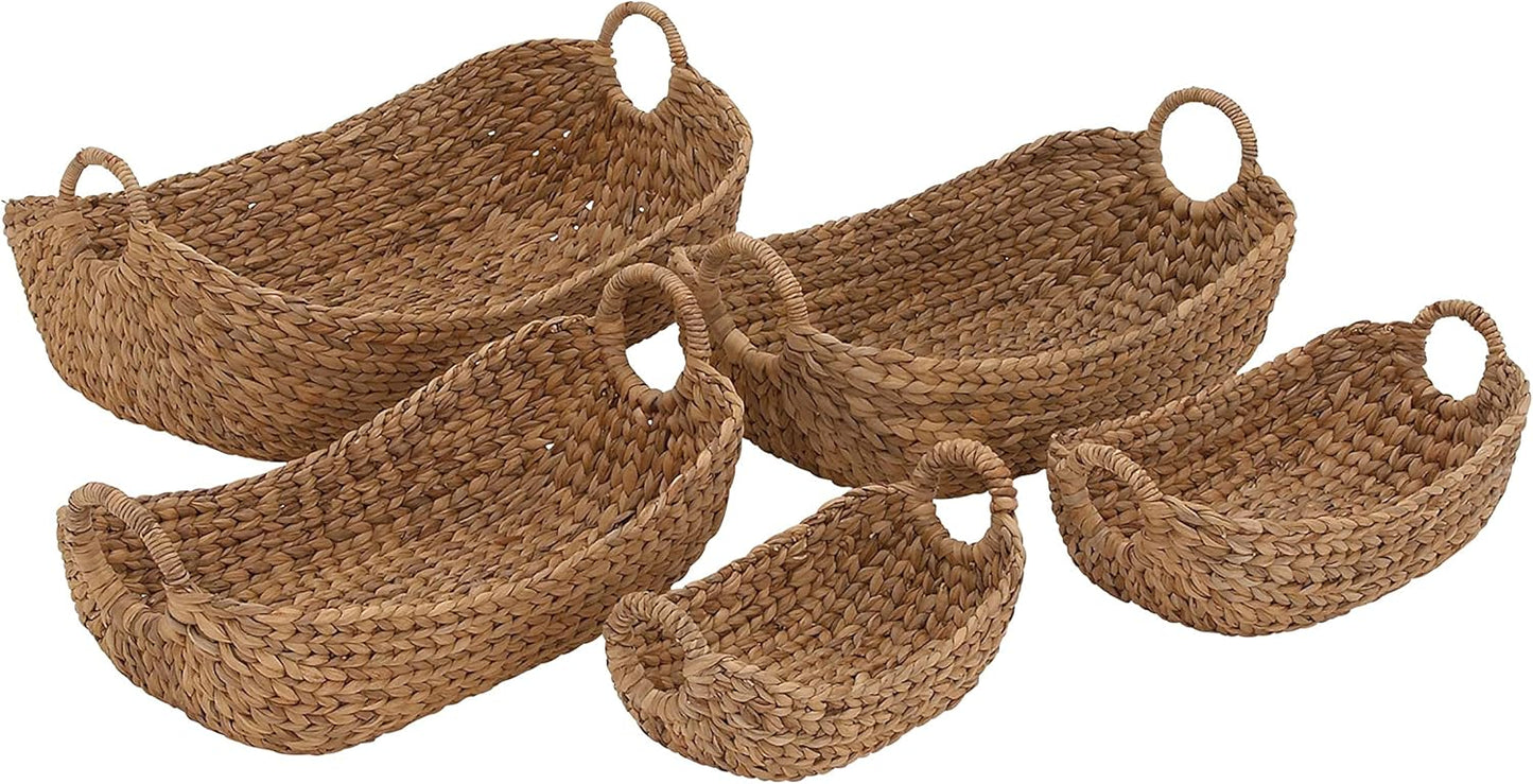 Deco 79 Seagrass Handmade Decorative and Functional Storage Basket Large Woven Basket Organizer with Ring Handles, Basket for Storage 20" x 18" x 19", Brown