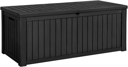 Devoko 100 Gallon Waterproof Large Resin Deck Box Indoor Outdoor Lockable Storage Container for Patio Furniture Cushions Garden Tools (100 Gallon, Black)