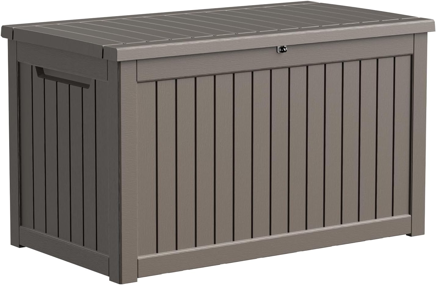 90 Gallon Resin Deck Box, Lockable Patio Outdoor Storage Box for Furniture, Garden Tools and Tools Storage, Waterproof Outside Storage Box - Black