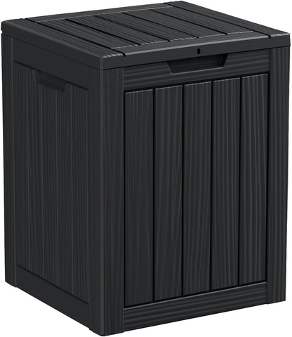 90 Gallon Resin Deck Box, Lockable Patio Outdoor Storage Box for Furniture, Garden Tools and Tools Storage, Waterproof Outside Storage Box - Black