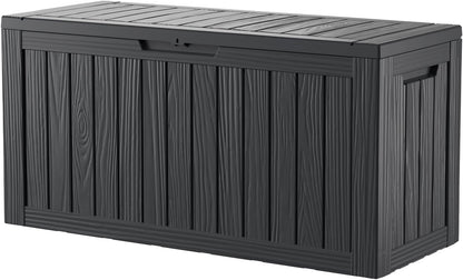 TARKARI 180 Gallon Lockable Resin Deck Box, Waterproof & UV-Resistant Outdoor Storage Box for Outdoor Cushion Storage, Garden Tools & Pool Accessories Storage, Gray