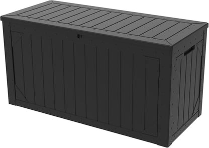 TARKARI 180 Gallon Lockable Resin Deck Box, Waterproof & UV-Resistant Outdoor Storage Box for Outdoor Cushion Storage, Garden Tools & Pool Accessories Storage, Gray