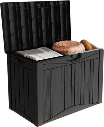 270 Gallon Waterproof Deck Box, Lockable Resin Storage Box for Patio Furniture Cushions Garden Tools and Outdoor Delivery Storage, Coffee