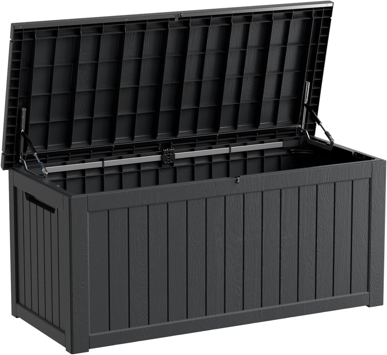 270 Gallon Waterproof Deck Box, Lockable Resin Storage Box for Patio Furniture Cushions Garden Tools and Outdoor Delivery Storage, Coffee