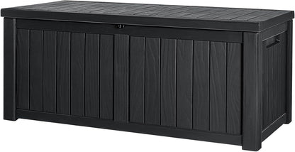 Devoko 100 Gallon Waterproof Large Resin Deck Box Indoor Outdoor Lockable Storage Container for Patio Furniture Cushions Garden Tools (100 Gallon, Black)