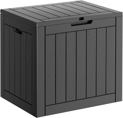 90 Gallon Resin Deck Box, Lockable Patio Outdoor Storage Box for Furniture, Garden Tools and Tools Storage, Waterproof Outside Storage Box - Black
