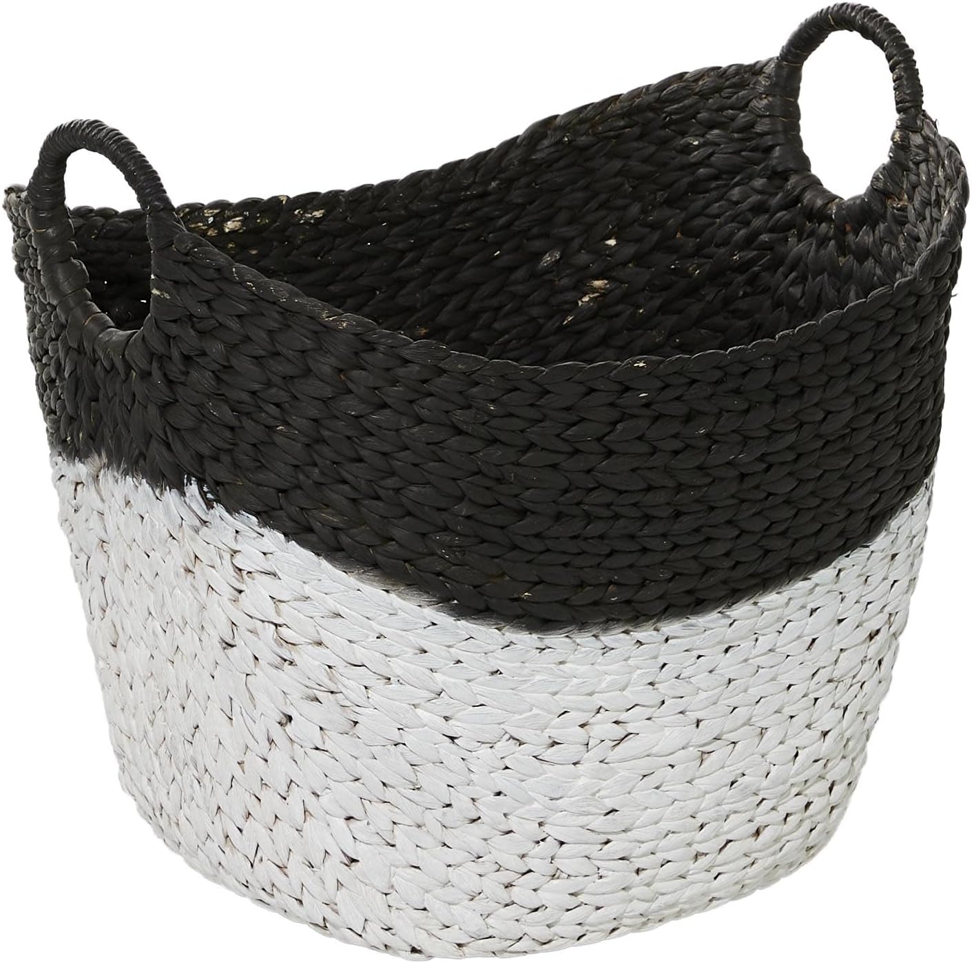 Deco 79 Seagrass Handmade Decorative and Functional Storage Basket Large Woven Basket Organizer with Ring Handles, Basket for Storage 20" x 18" x 19", Brown