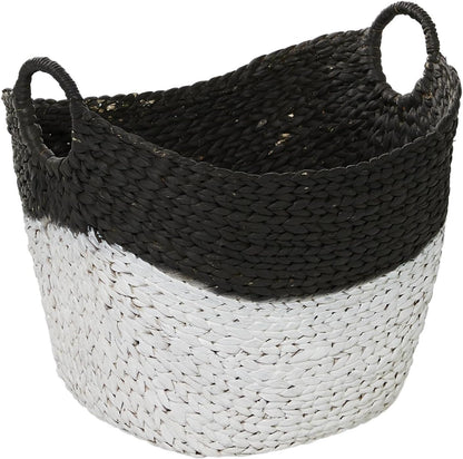 Deco 79 Seagrass Handmade Decorative and Functional Storage Basket Large Woven Basket Organizer with Ring Handles, Basket for Storage 20" x 18" x 19", Brown
