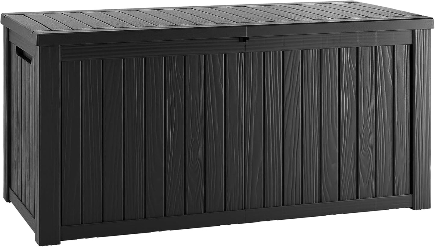 TARKARI 180 Gallon Lockable Resin Deck Box, Waterproof & UV-Resistant Outdoor Storage Box for Outdoor Cushion Storage, Garden Tools & Pool Accessories Storage, Gray