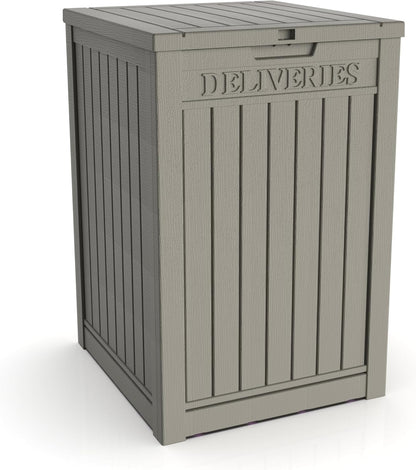 270 Gallon Waterproof Deck Box, Lockable Resin Storage Box for Patio Furniture Cushions Garden Tools and Outdoor Delivery Storage, Coffee