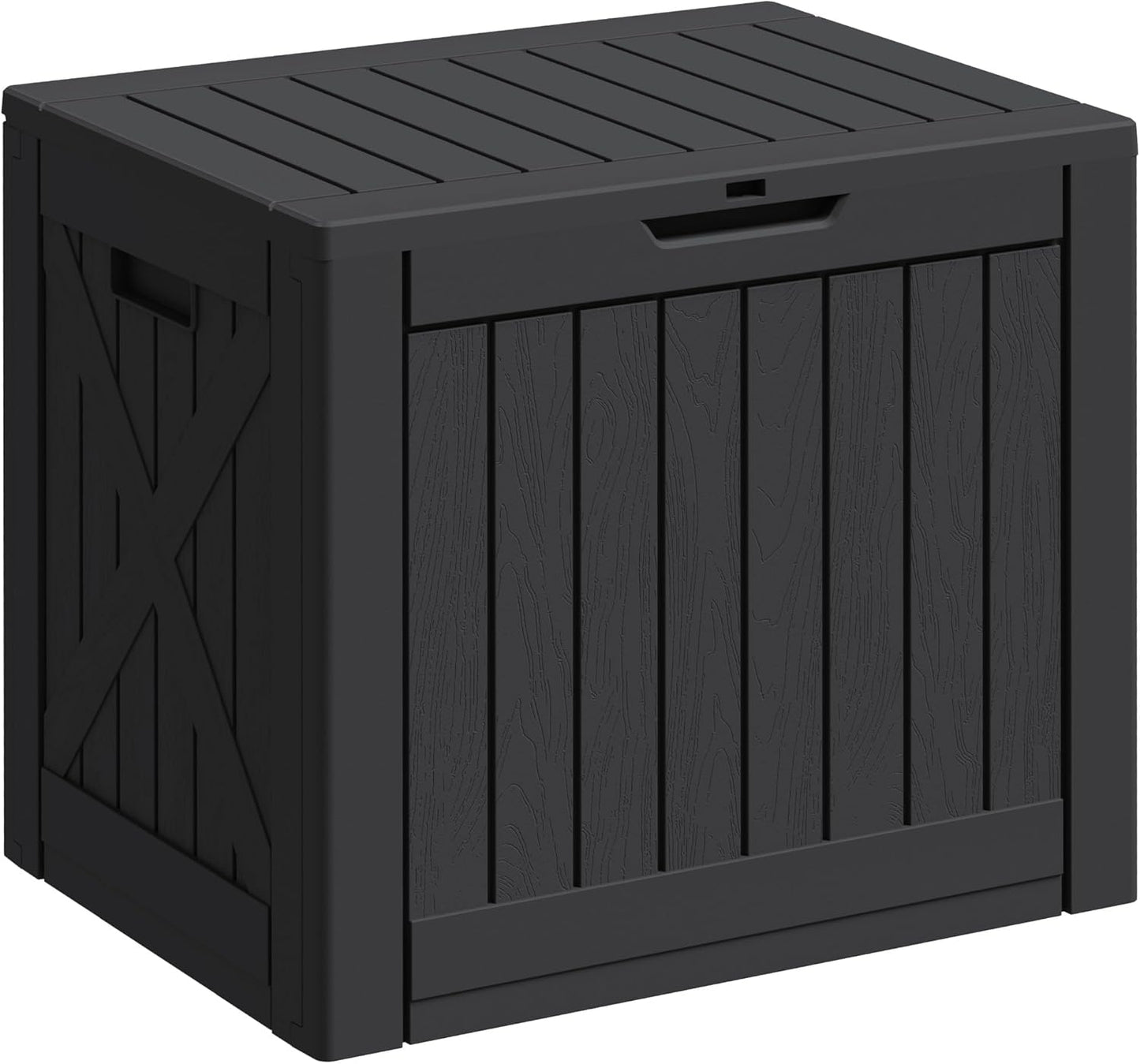 Greesum 82 Gallon Resin Deck Box All Weather Large Outdoor Storage for Patio Furniture, Toys, Garden Tools, Lockable, Black