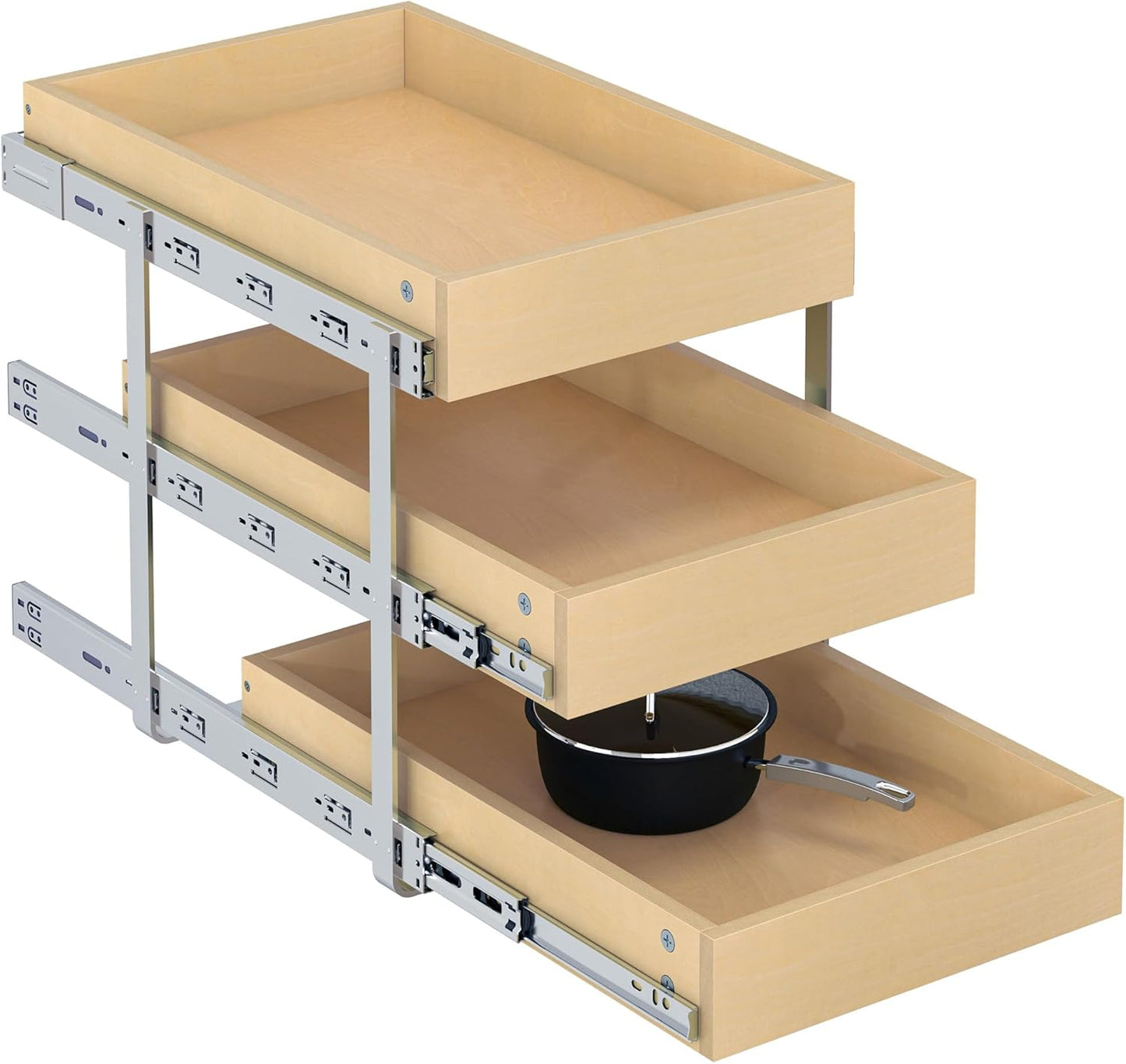 WelFurGeer 2-Tier Pull Out Cabinet Organizer with Soft Close Slides, Pull Out Drawers for Cabinets, Heavy-Duty Slide Out Drawers for Kitchen Cabinets, Under Sink, Pantry & Bathroom