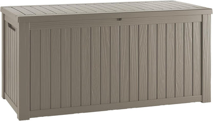270 Gallon Waterproof Deck Box, Lockable Resin Storage Box for Patio Furniture Cushions Garden Tools and Outdoor Delivery Storage, Coffee
