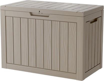 TARKARI 180 Gallon Lockable Resin Deck Box, Waterproof & UV-Resistant Outdoor Storage Box for Outdoor Cushion Storage, Garden Tools & Pool Accessories Storage, Gray