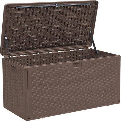 TARKARI 180 Gallon Lockable Resin Deck Box, Waterproof & UV-Resistant Outdoor Storage Box for Outdoor Cushion Storage, Garden Tools & Pool Accessories Storage, Gray