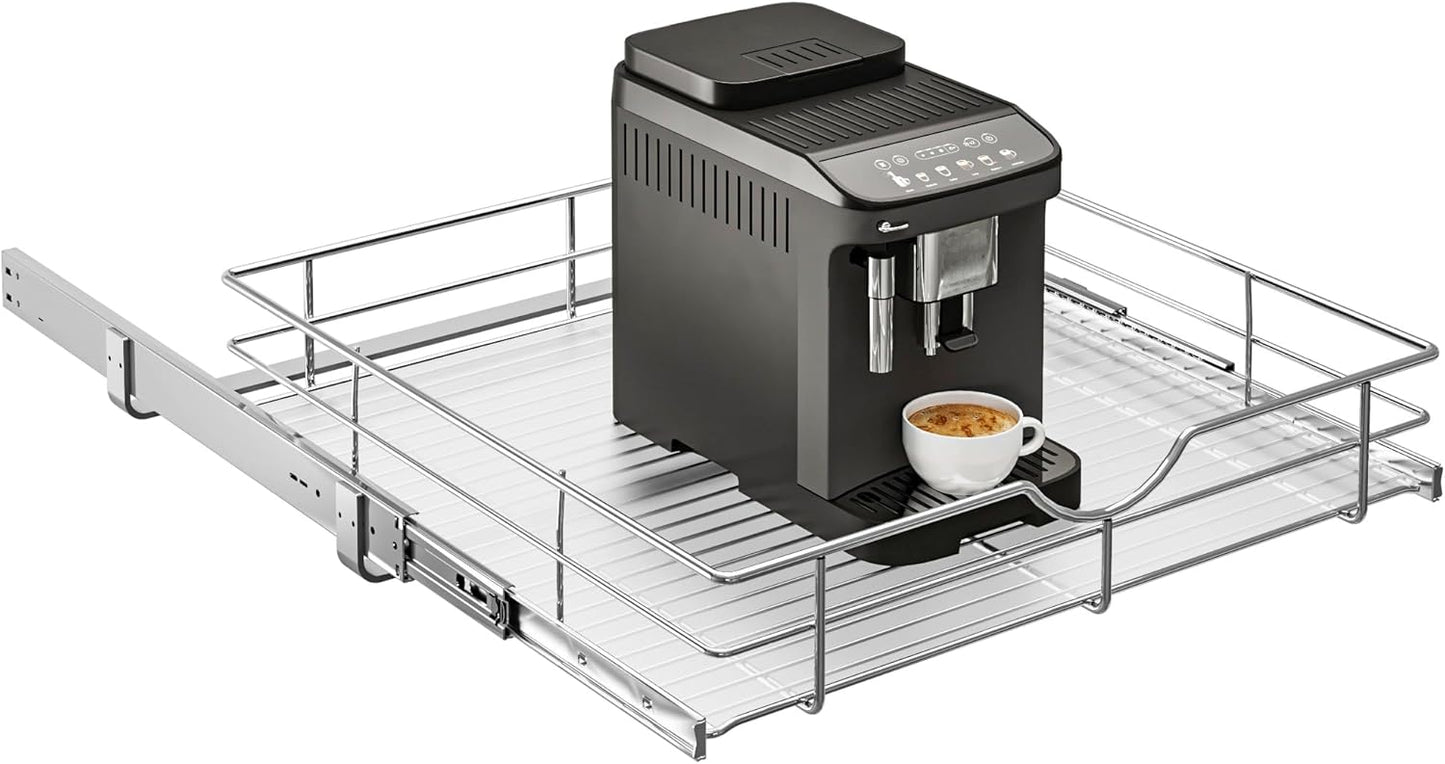 WelFurGeer 2-Tier Kitchen Cabinet Pullout Shelf and Drawer Organizer, Soft Close Pantry Pull Out Shelves, Heavy Duty Pull Out Cabinet Organizer with Shelf Liner for Kitchen Cabinets, Pantry Storage