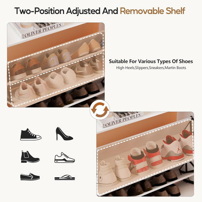 Vlsrka Shoe Cabinet Storage for Entryway with 2 Flip Drawers, Narrow Wooden Shoe Cabinet, Outdoor Hidden Shoe Storage for Entryway, Garage, Foyer, Hallway, Living Room