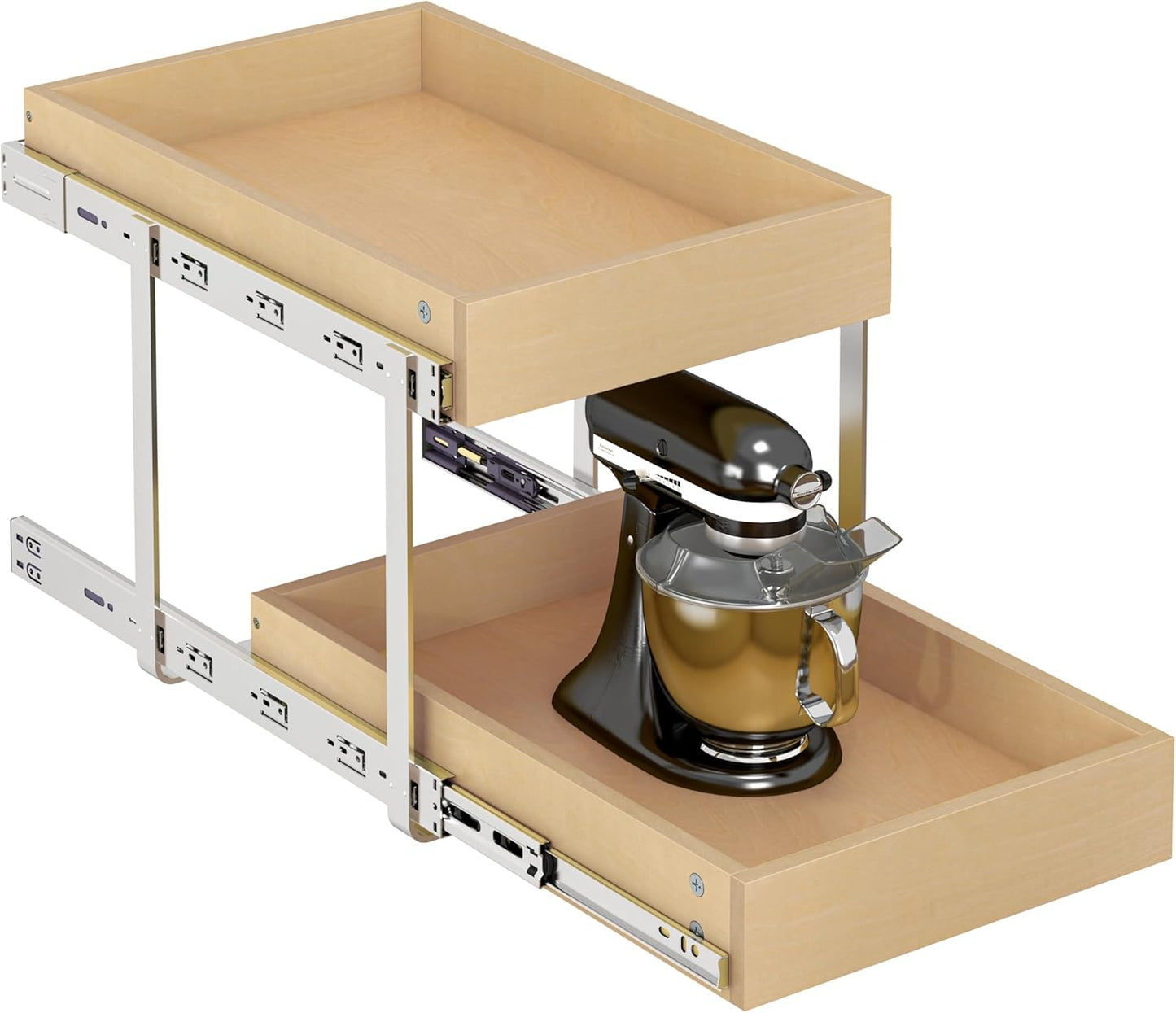 WelFurGeer 2-Tier Pull Out Cabinet Organizer with Soft Close Slides, Pull Out Drawers for Cabinets, Heavy-Duty Slide Out Drawers for Kitchen Cabinets, Under Sink, Pantry & Bathroom