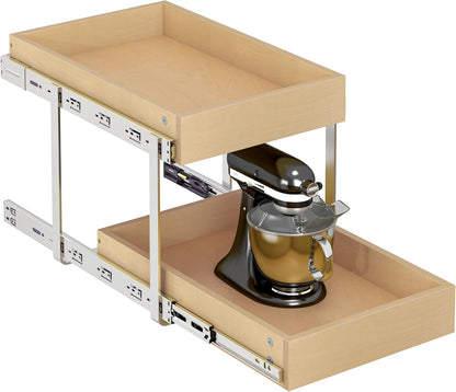 WelFurGeer 2-Tier Pull Out Cabinet Organizer with Soft Close Slides, Pull Out Drawers for Cabinets, Heavy-Duty Slide Out Drawers for Kitchen Cabinets, Under Sink, Pantry & Bathroom