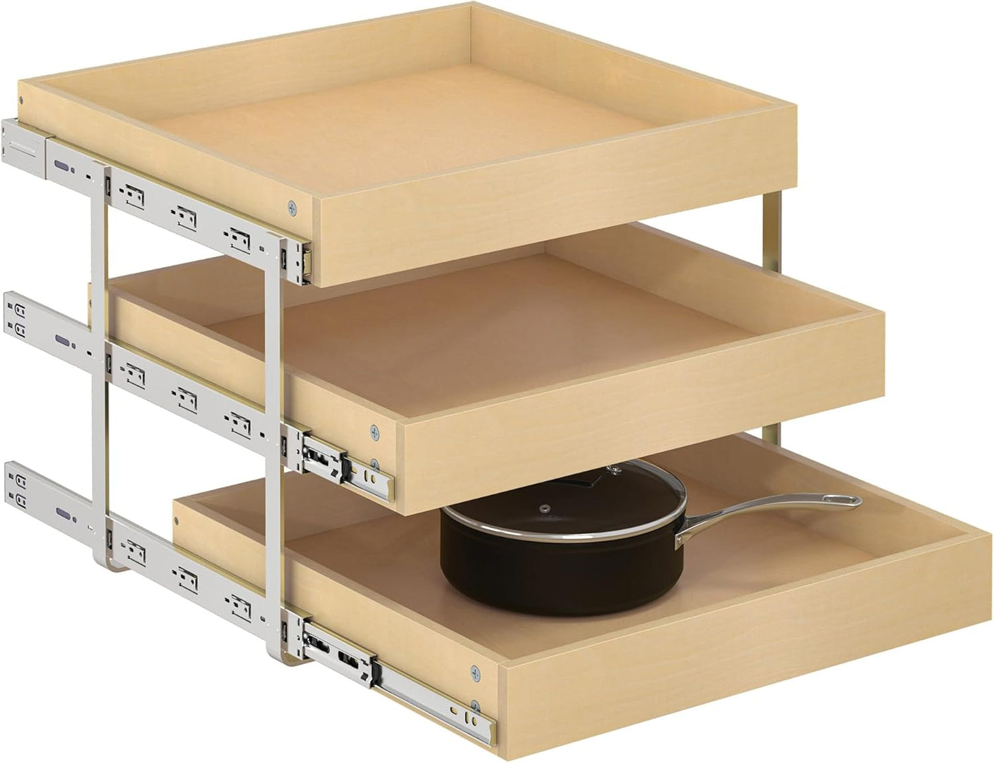 WelFurGeer 2-Tier Pull Out Cabinet Organizer with Soft Close Slides, Pull Out Drawers for Cabinets, Heavy-Duty Slide Out Drawers for Kitchen Cabinets, Under Sink, Pantry & Bathroom