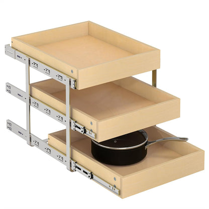 WelFurGeer 2-Tier Pull Out Cabinet Organizer with Soft Close Slides, Pull Out Drawers for Cabinets, Heavy-Duty Slide Out Drawers for Kitchen Cabinets, Under Sink, Pantry & Bathroom