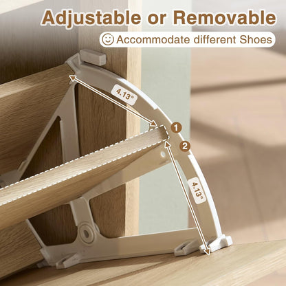 Okvnbjk Fluted Narrow Shoe Cabinet with 2 Flip Drawers, Modern Shoe Storage Cabinet with Open Storage & Curved Profile Design, Wood Shoes Rack for Entryway, Hallway, Foyer, Oak