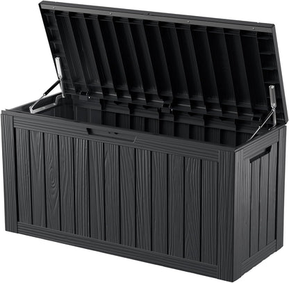270 Gallon Waterproof Deck Box, Lockable Resin Storage Box for Patio Furniture Cushions Garden Tools and Outdoor Delivery Storage, Coffee