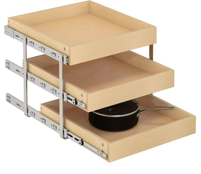 WelFurGeer 2-Tier Pull Out Cabinet Organizer with Soft Close Slides, Pull Out Drawers for Cabinets, Heavy-Duty Slide Out Drawers for Kitchen Cabinets, Under Sink, Pantry & Bathroom