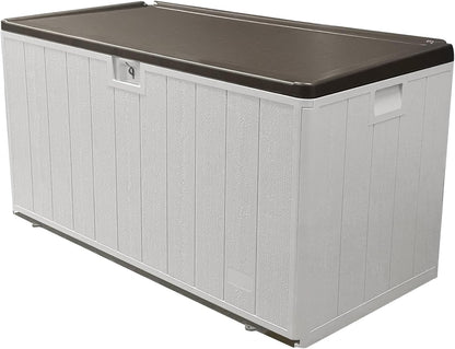 TARKARI 180 Gallon Lockable Resin Deck Box, Waterproof & UV-Resistant Outdoor Storage Box for Outdoor Cushion Storage, Garden Tools & Pool Accessories Storage, Gray