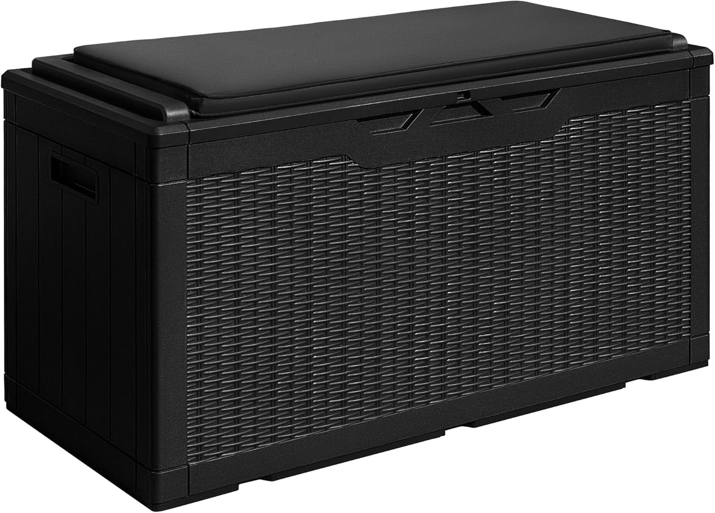 Devoko 100 Gallon Waterproof Large Resin Deck Box Indoor Outdoor Lockable Storage Container for Patio Furniture Cushions Garden Tools (100 Gallon, Black)