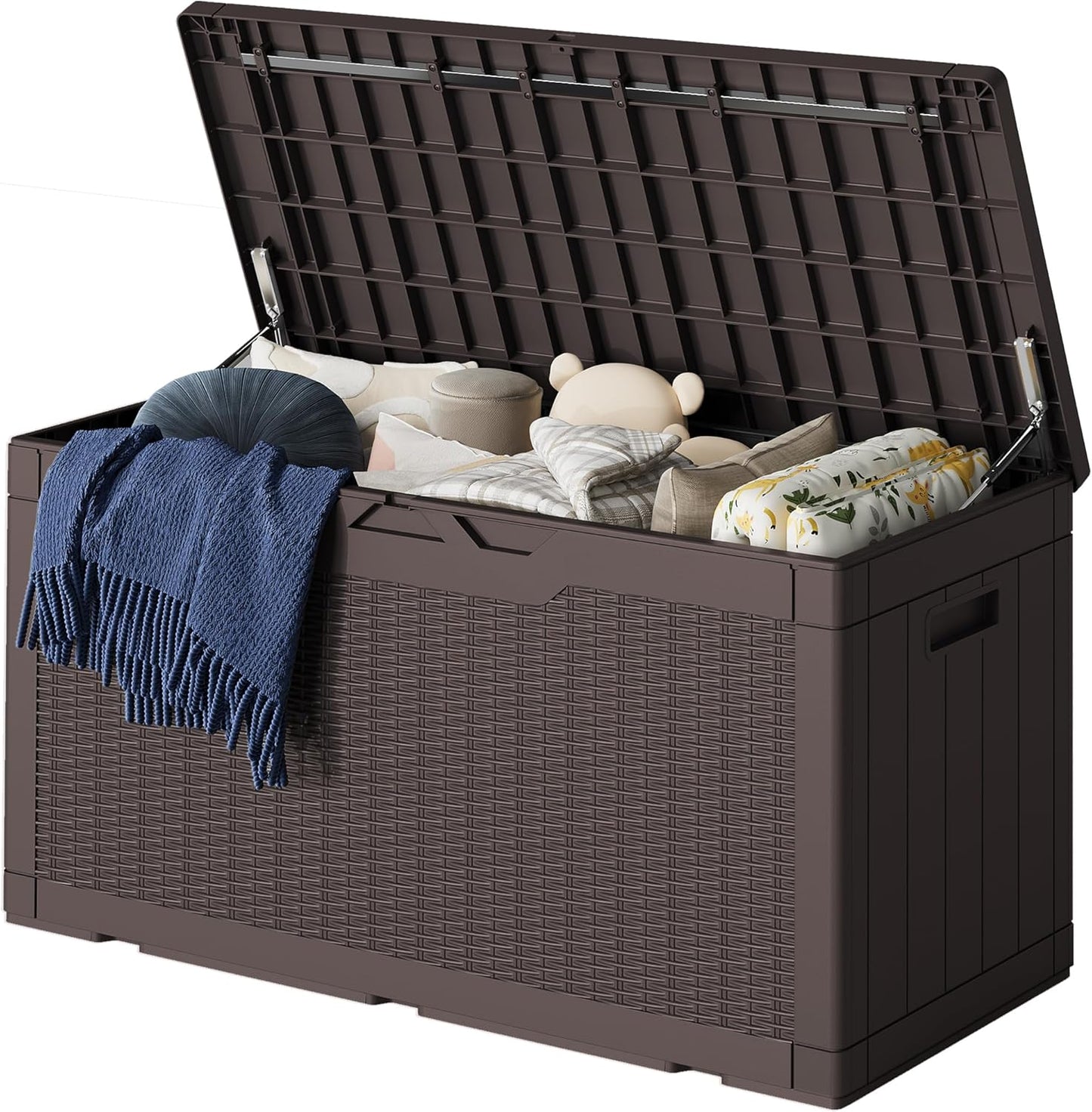 Greesum 82 Gallon Resin Deck Box All Weather Large Outdoor Storage for Patio Furniture, Toys, Garden Tools, Lockable, Black