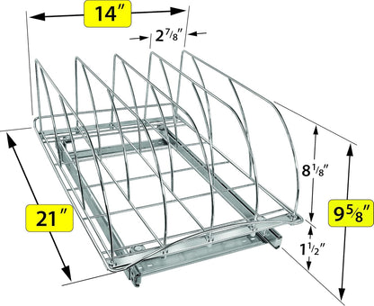 LYNK PROFESSIONAL® Pull Out Cutting Board, Cookie Sheet, and Baking Pan Organizer Rack - Lifetime Ltd. Warranty - Slide Out Kitchen Cabinet Organizers – 14W x 21D - Pullout Shelf, Extra-Large, Chrome