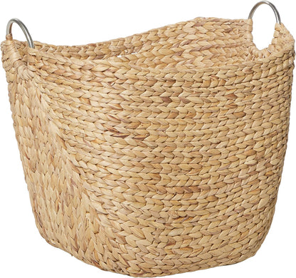 Deco 79 Seagrass Handmade Decorative and Functional Storage Basket Large Woven Basket Organizer with Ring Handles, Basket for Storage 20" x 18" x 19", Brown